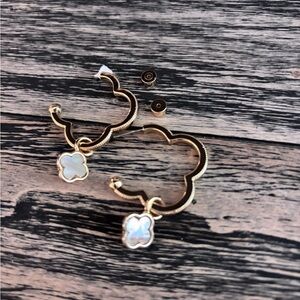 Anthropologie Piper K Chic Clover Hoop Earrings
